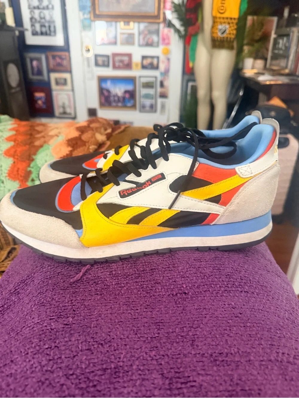 Reebok Men’s White Black Red Yellow Blue Multicolor Sneakers